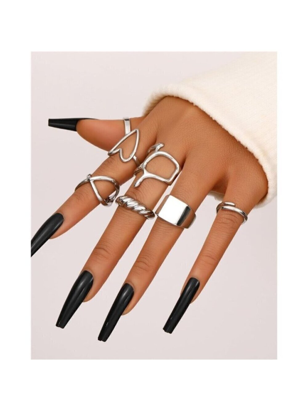 ❤️Women Sliver Rings Set Open Stacking Knuckle Ring, Signet Rings for Gift - Picture 6 of 8